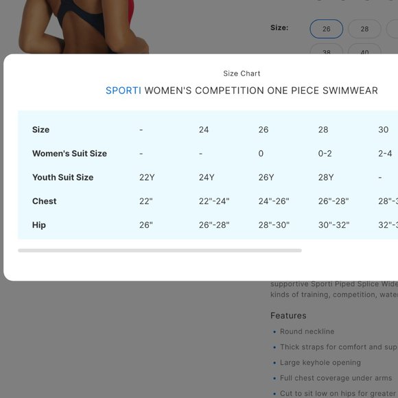 Sporti Blue and Red Piped Splice Wide Strap Swimsuit - Picture 3 of 3